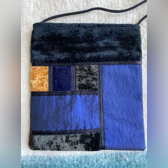 Vintage America Handbags - Blue and Gold Mondrian Crossbody